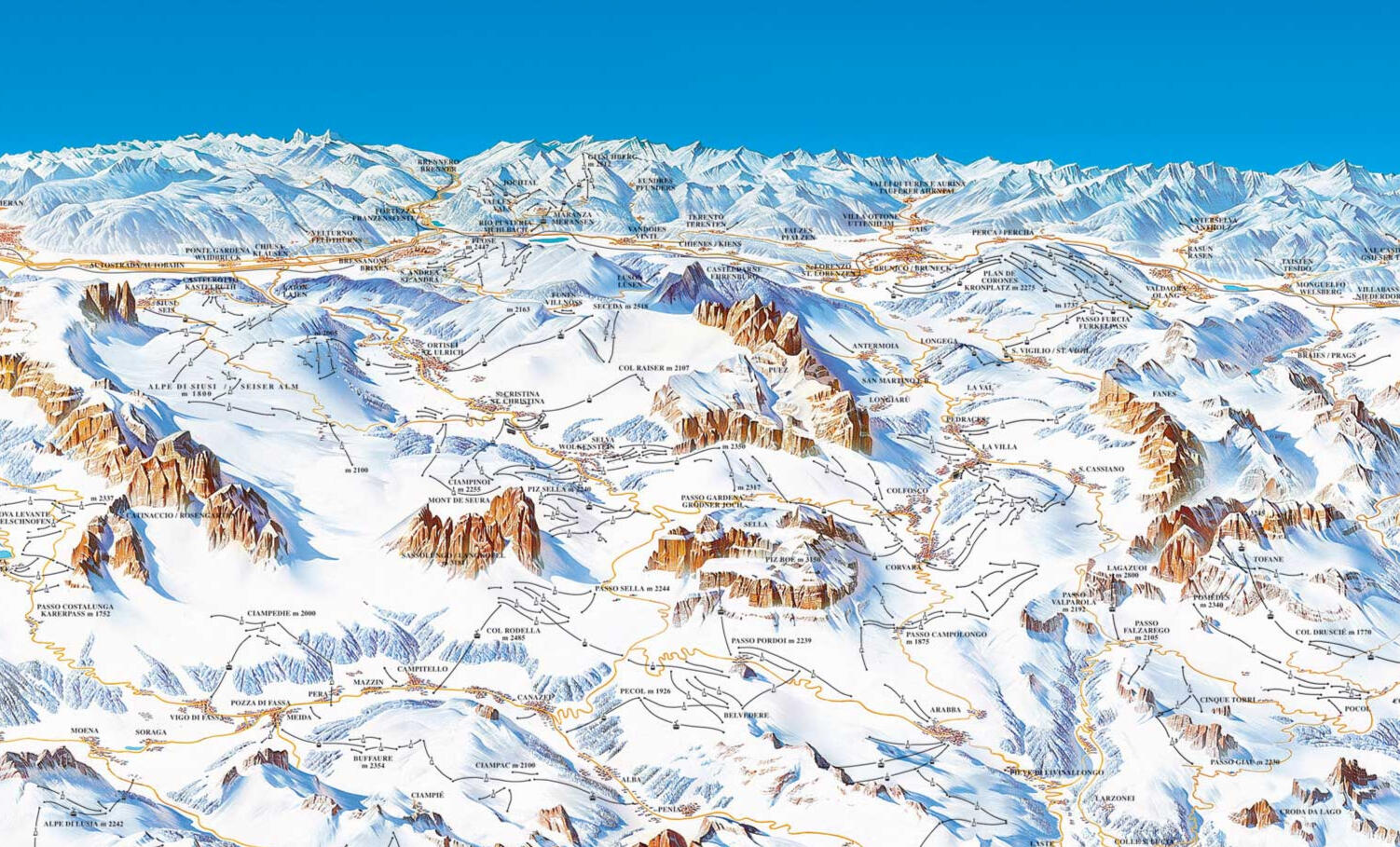 Dolomity Super Ski mapa